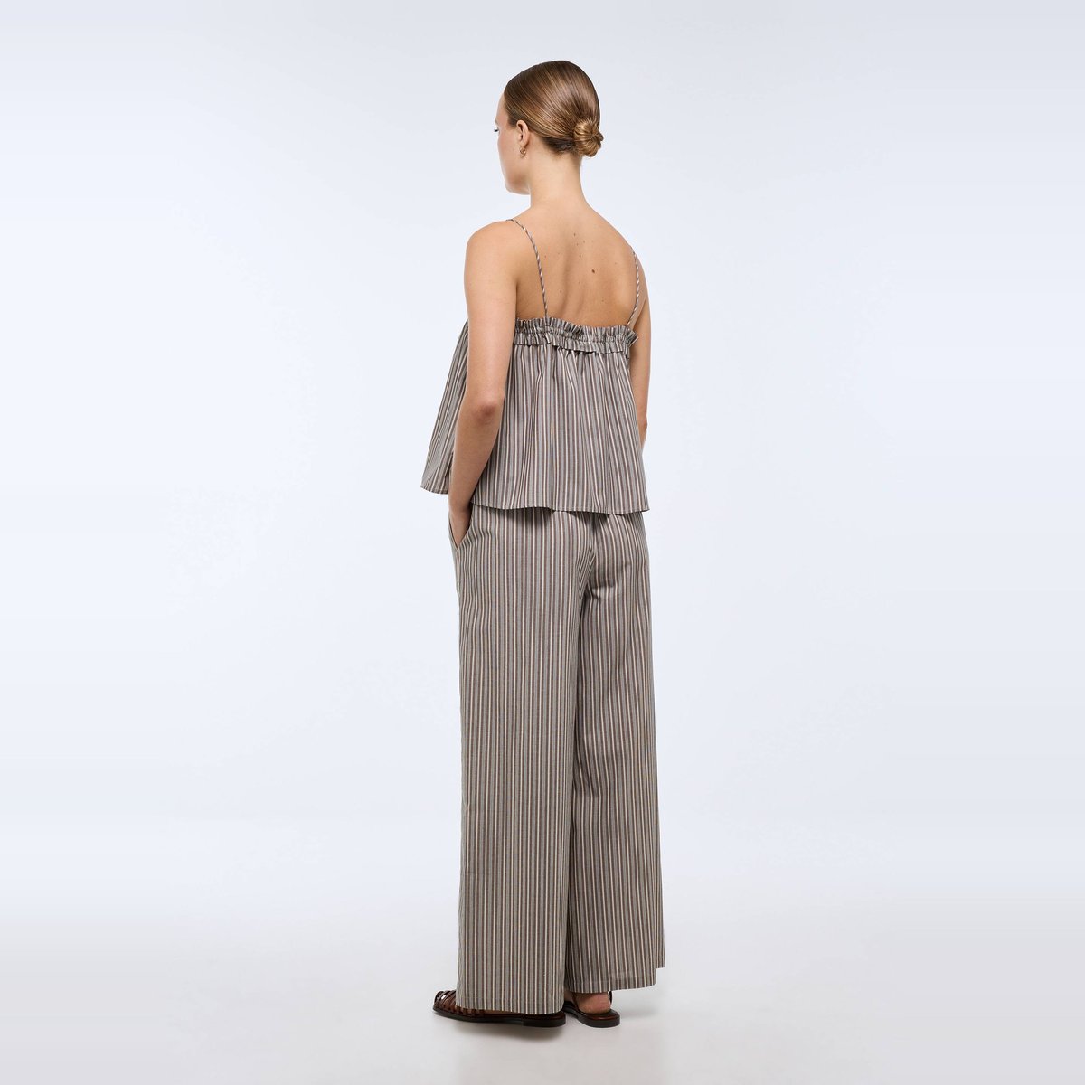 Pantalon rayé avec cordon à la taille BIO GOTS elan, MONOPRIX