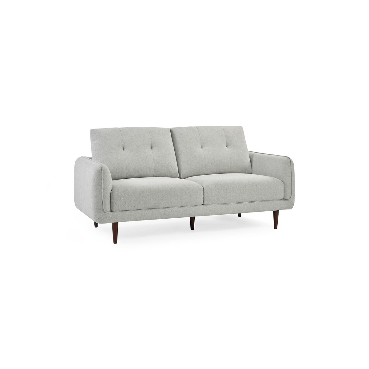 Rene Buttoned Soft Woven 3 Seater Sofa with Walnut Legs light grey, SO'HOME