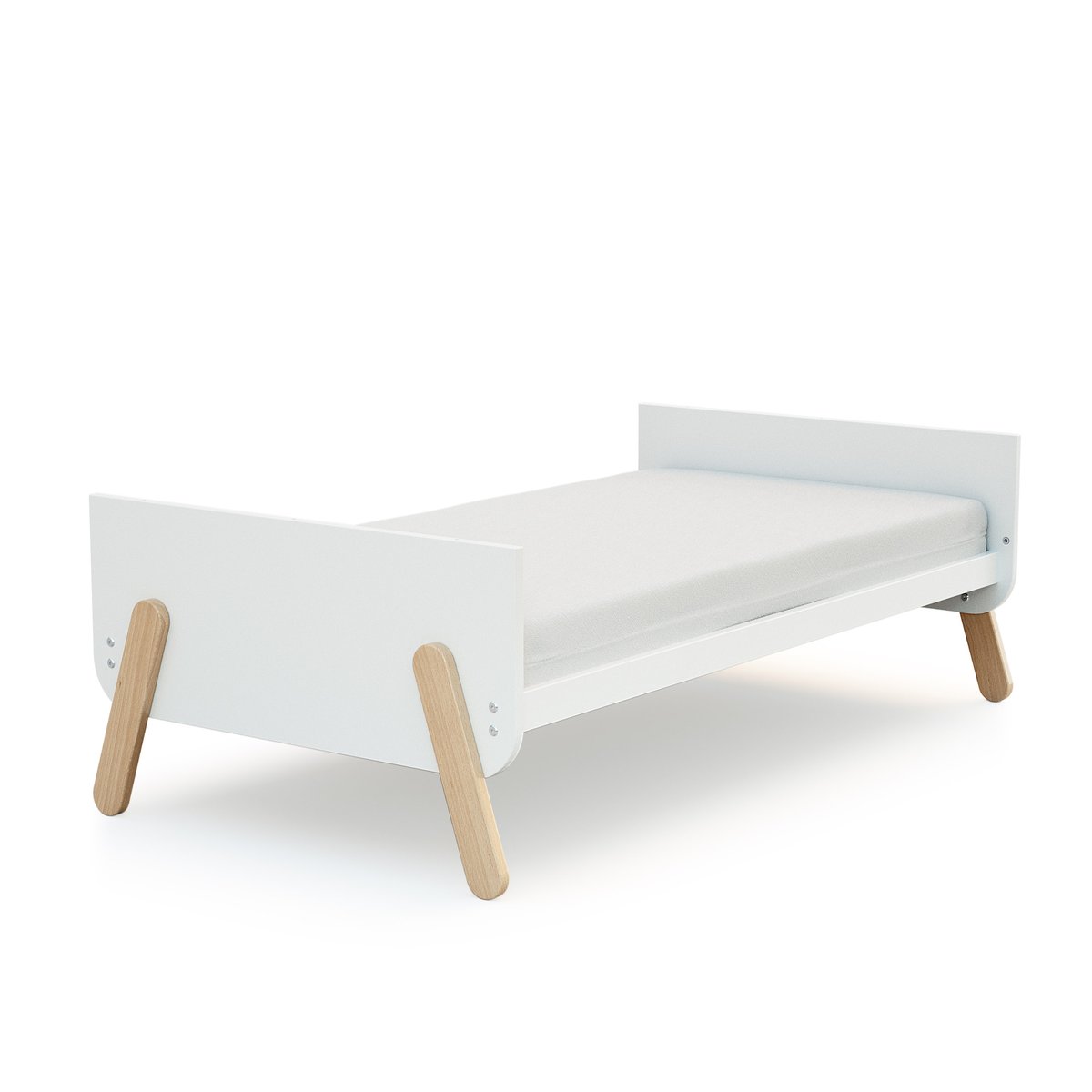 Lit bébé évolutif en bois PIRATE blanc et hêtre verni, AT4