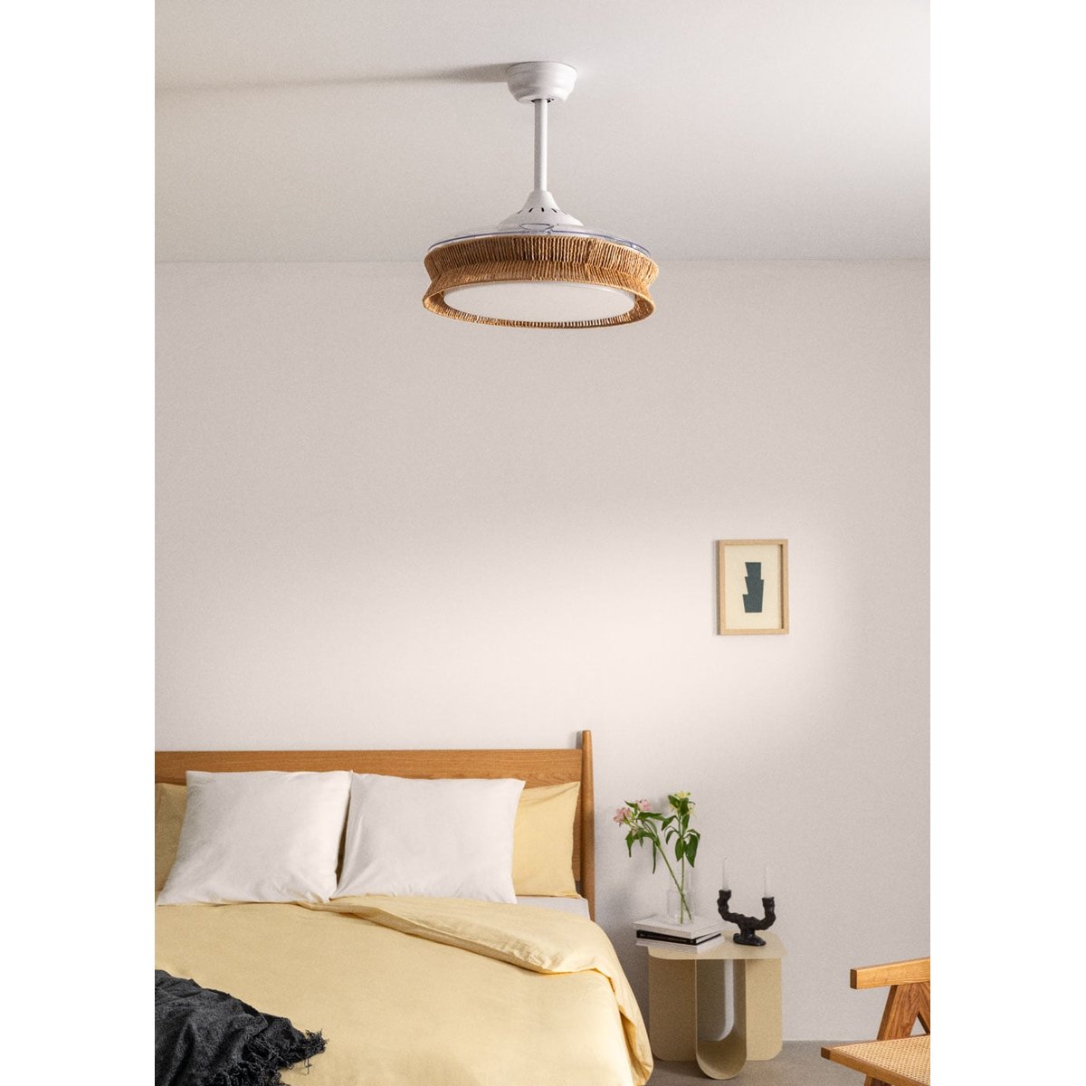 Ventilateur plafondsilencieux40 avec eclaraige sans Wi-Fi WIND CLEAR RATTAN blanc/tressage, CREATE