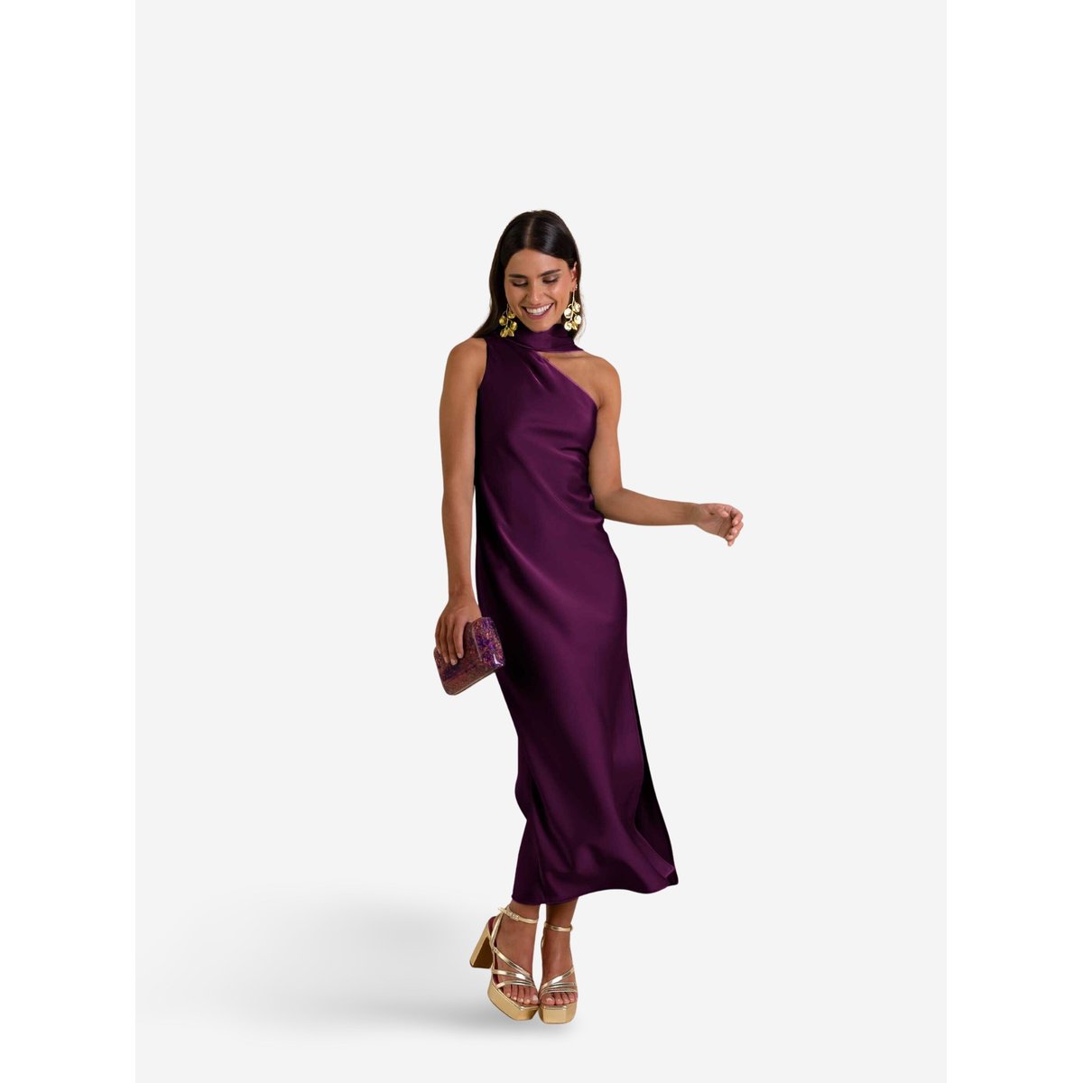 Robe midi asymétrique avec laçage MRS ABRIL violet, THE-ARE
