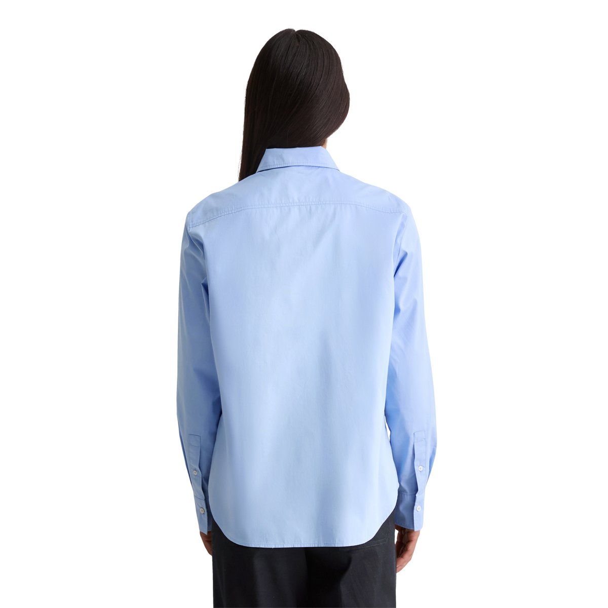 Blouse à manches longues regular en popeline de coton premium bleu clair, MARC O'POLO