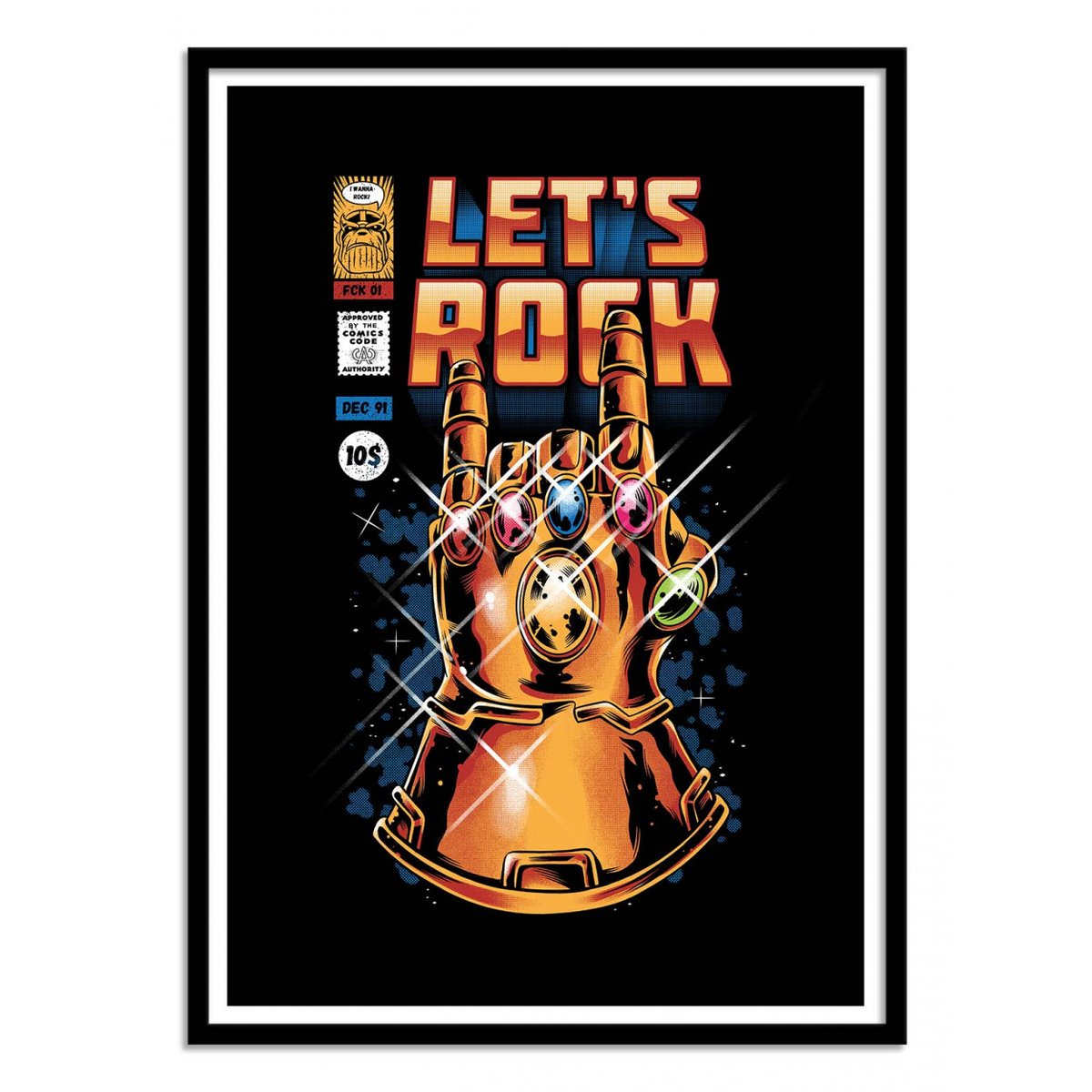 Affiche d’art et cadre noir 50 x 70 cm - Let's Infinity rock - Ilustrata affiche d'art avec cadre bois noir, WALL EDITIONS