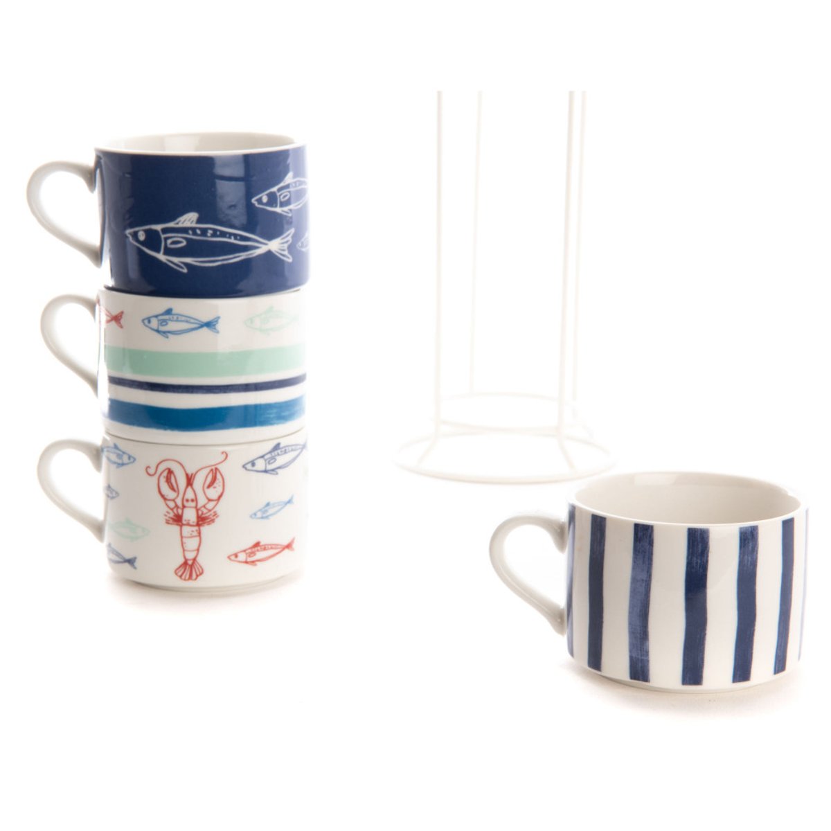 Coffret 4 tasses déjeuner Ariel blanc, AMADEUS