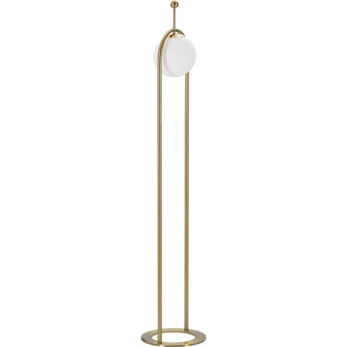 Lampadaire arc en fer globe en verre GLAM doré et blanc, RECOLLECTION