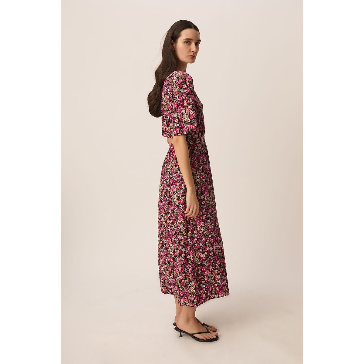Vestido midi com estampado floral, ELALY estampado floral, DES PETITS HAUTS
