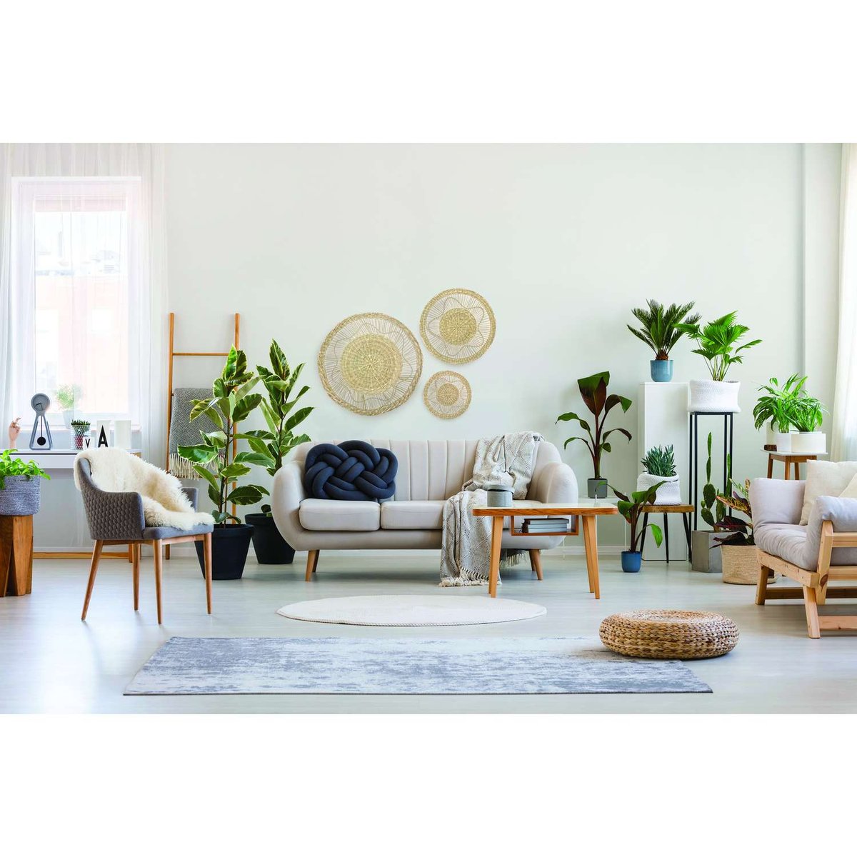 Ensemble de 3 décorations murales en jonc LELA beige, ATMOSPHERA