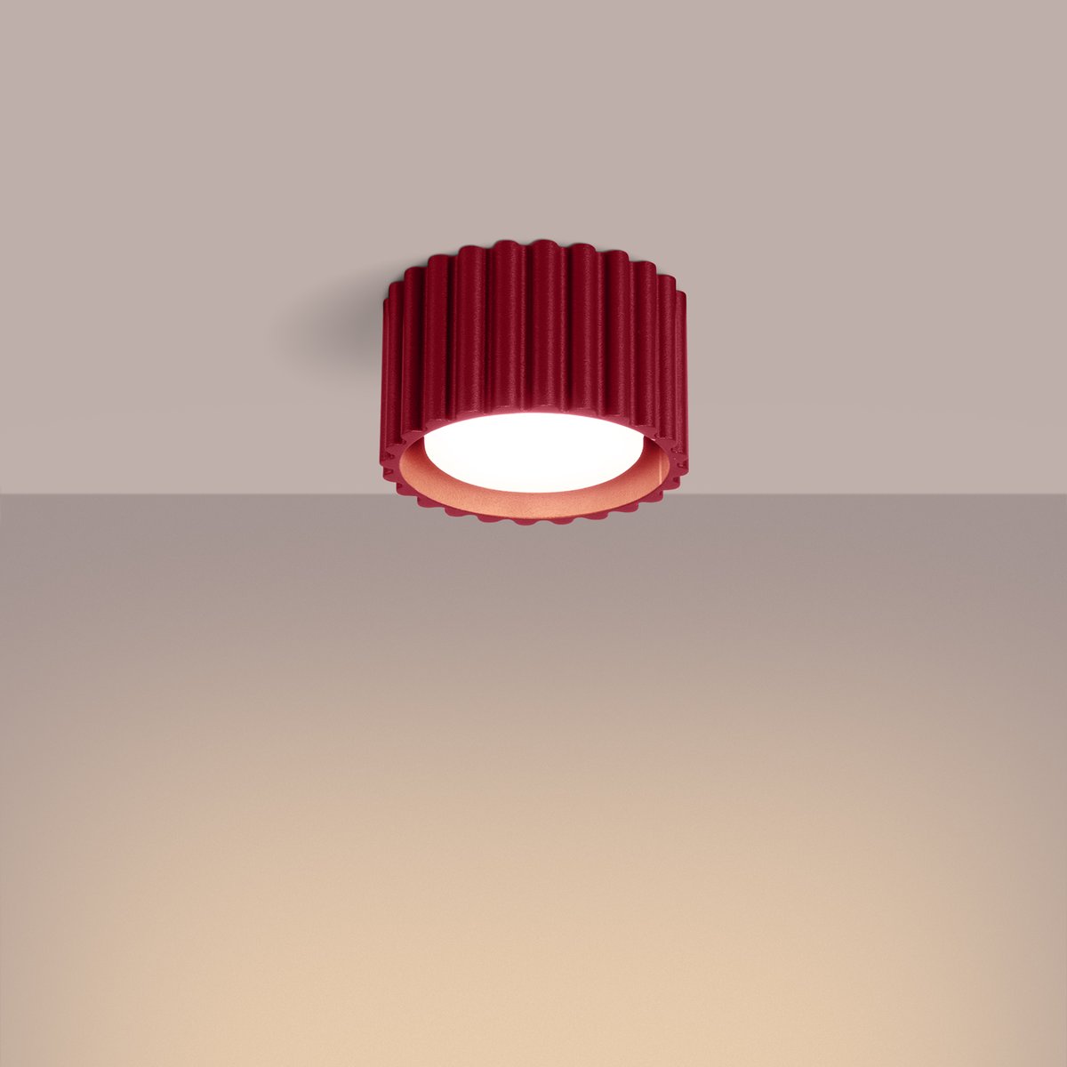 Plafonnier Aluminium Bourgogne Gx53 1 Aura rouge, EDEN