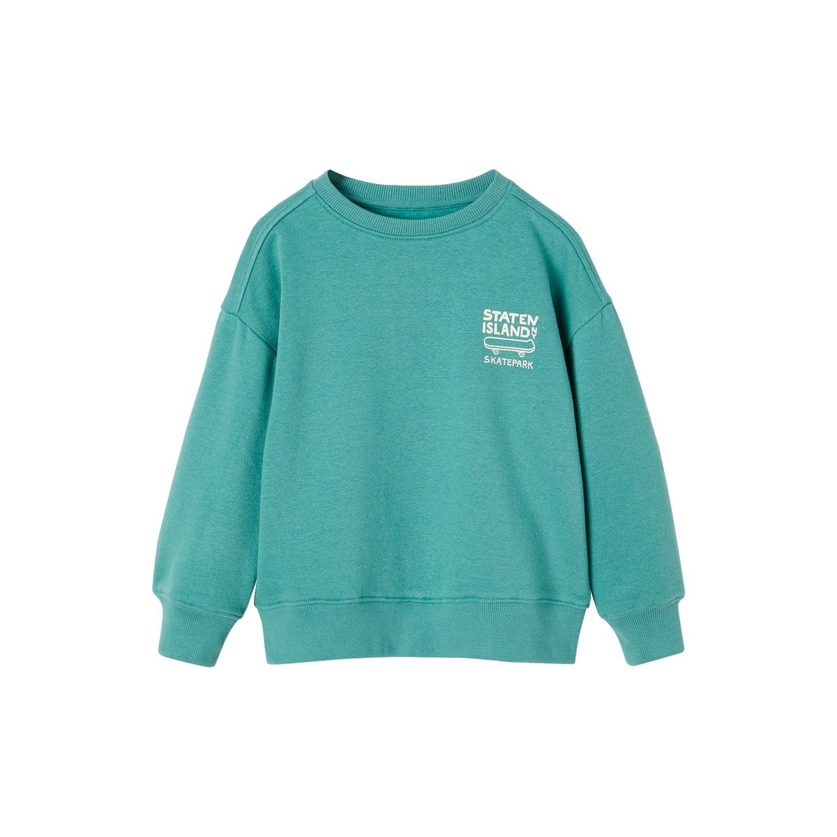 Sweat couleur motif poitrine Basics vert, VERTBAUDET