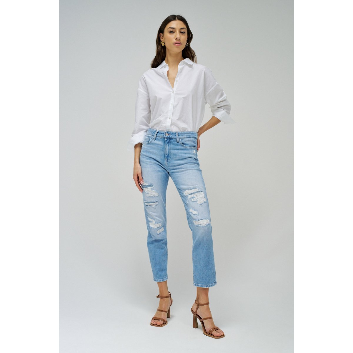 JEAN TRUE CROPPED SLIM AVEC DÉCHIRURES bleu, SALSA JEANS