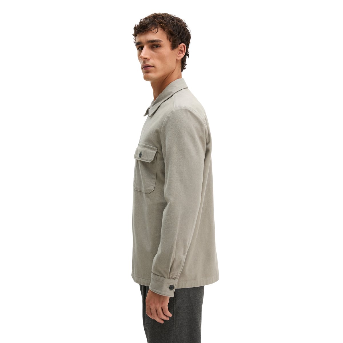 Surchemise en sergé de coton bio bicolore marron, MARC O'POLO