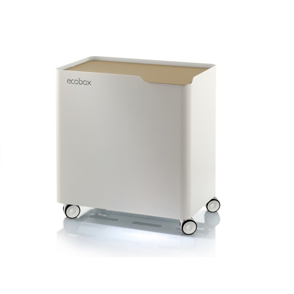 Poubelle de tri ECOBOX 60 L, Design compact sur roulettes sable, DON HIERRO