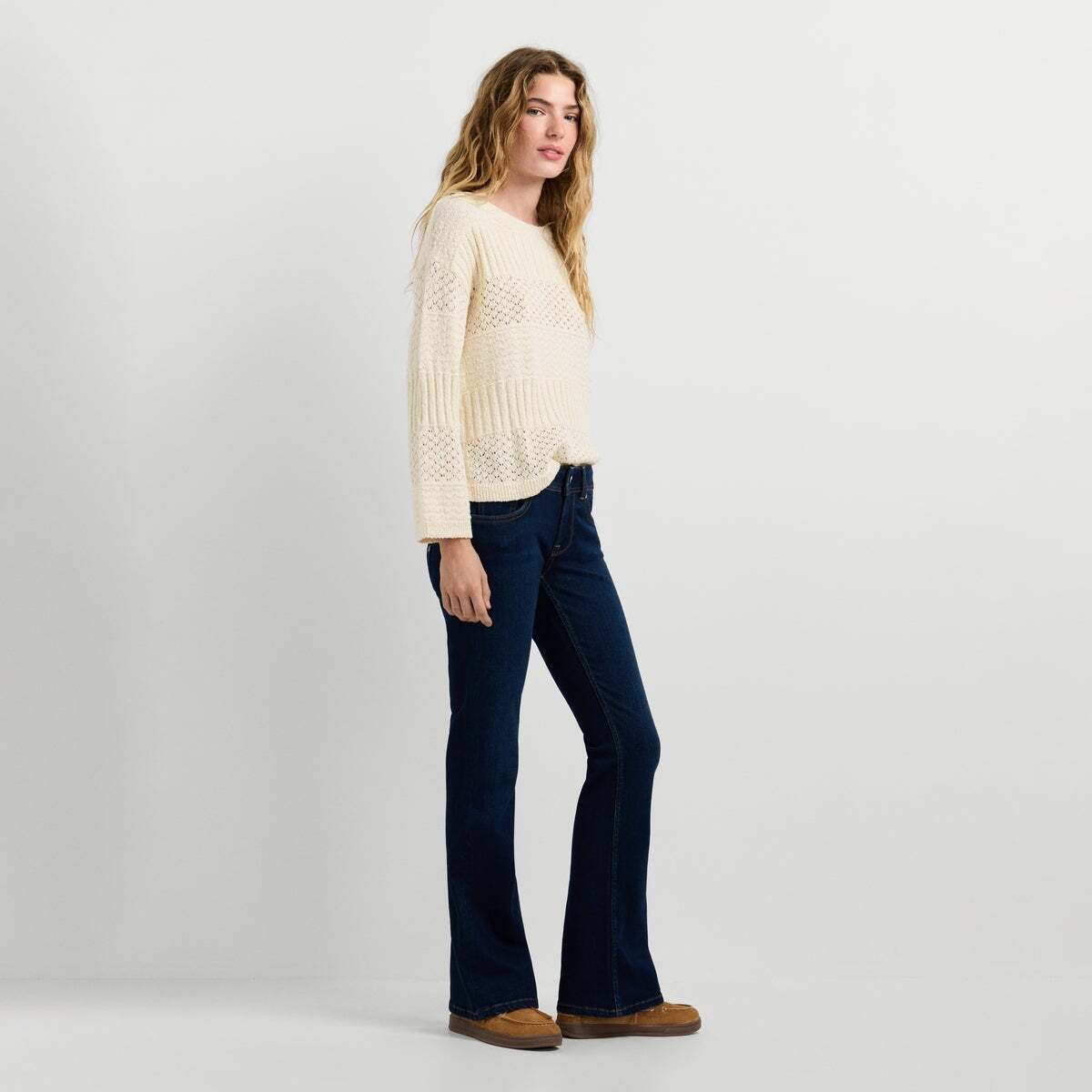 Pimlico - Jean Coupe Évasée, Taille Basse powerflex indigo foncé délavé, PEPE JEANS