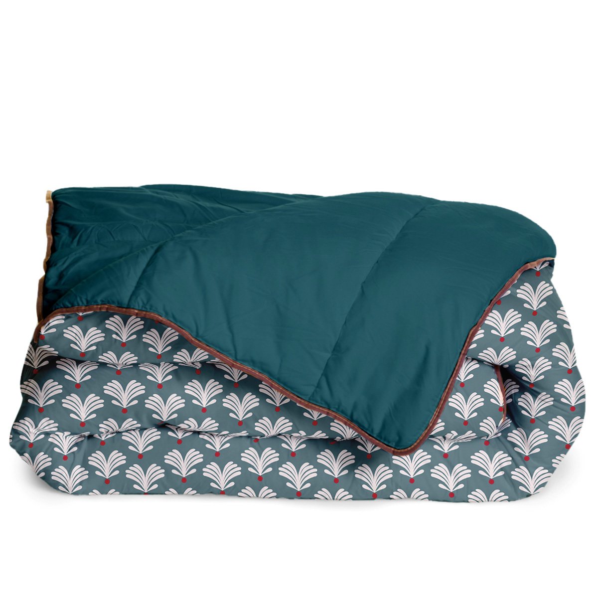 Couette imprimée microfibre chaude Sully bleu vert, BLEU CALIN