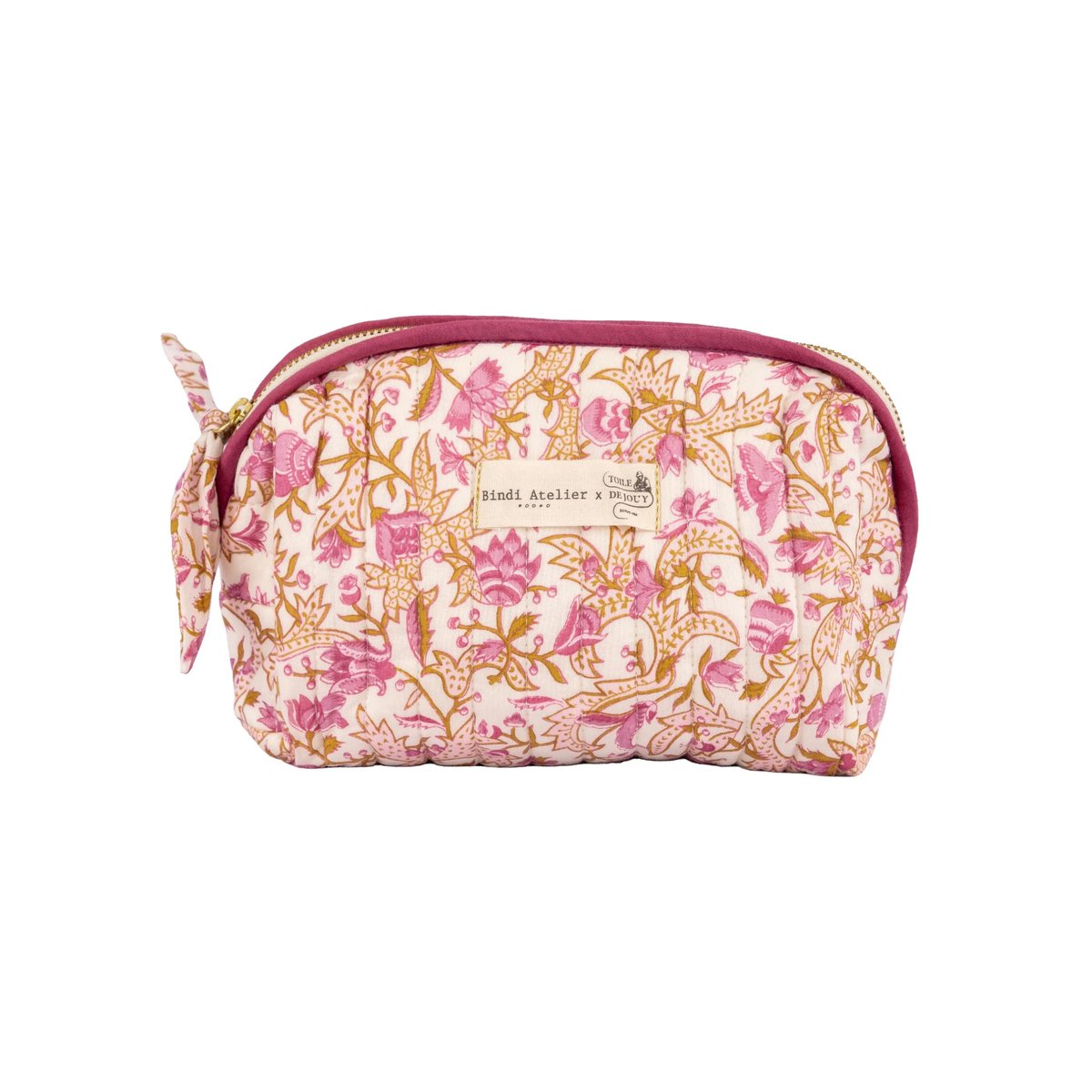 Trousse maquillage Toile de Jouy depuis 1760 - Forest rose blush, BINDI ATELIER