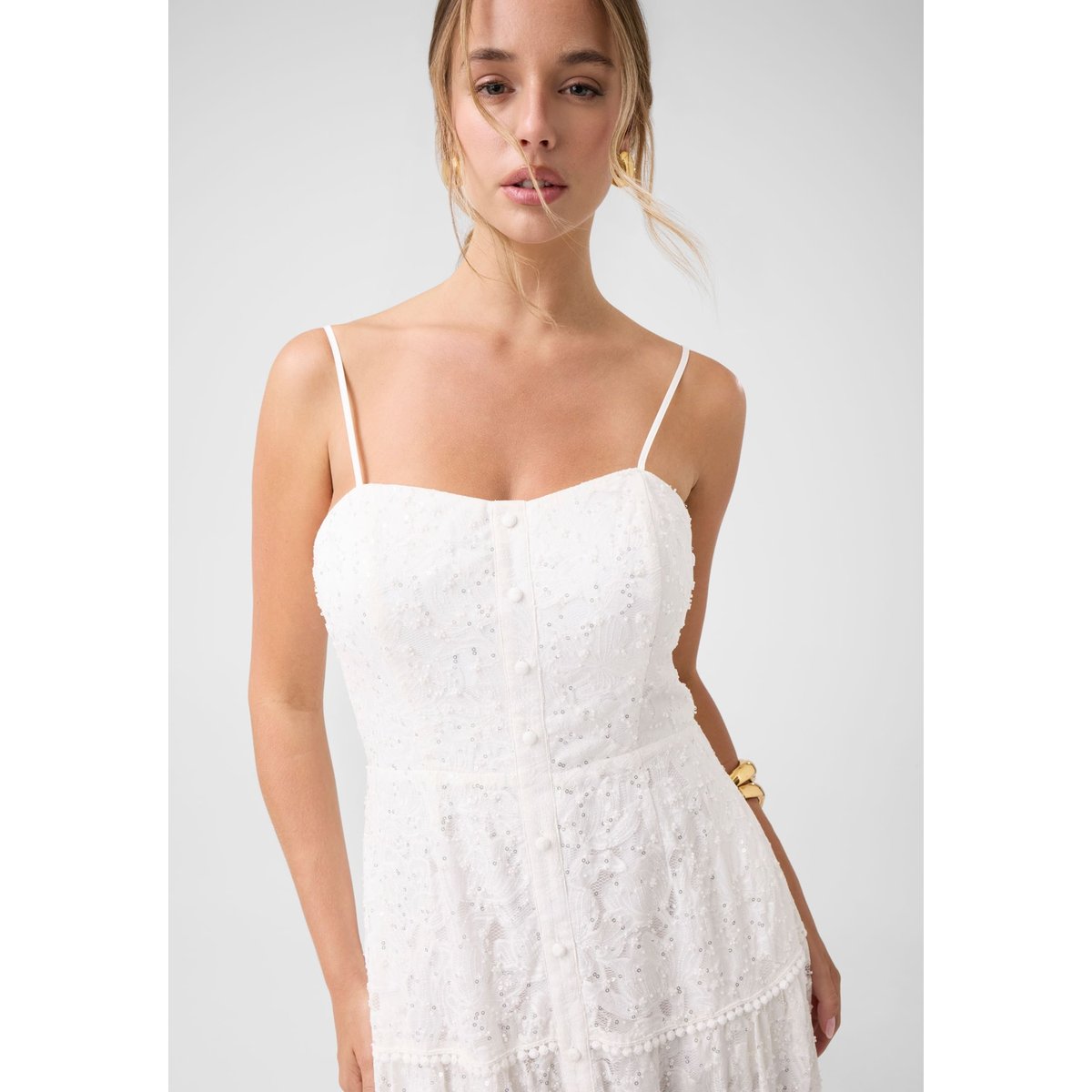 Dentelle Longue Dress blanc multi, GUESS