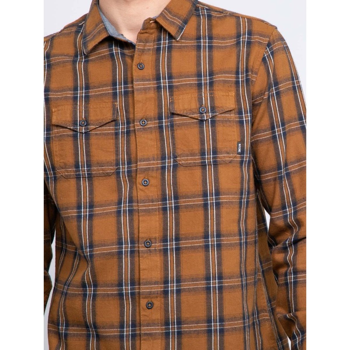 Chemise Manches Longues Carreaux Toriko marron, RITCHIE