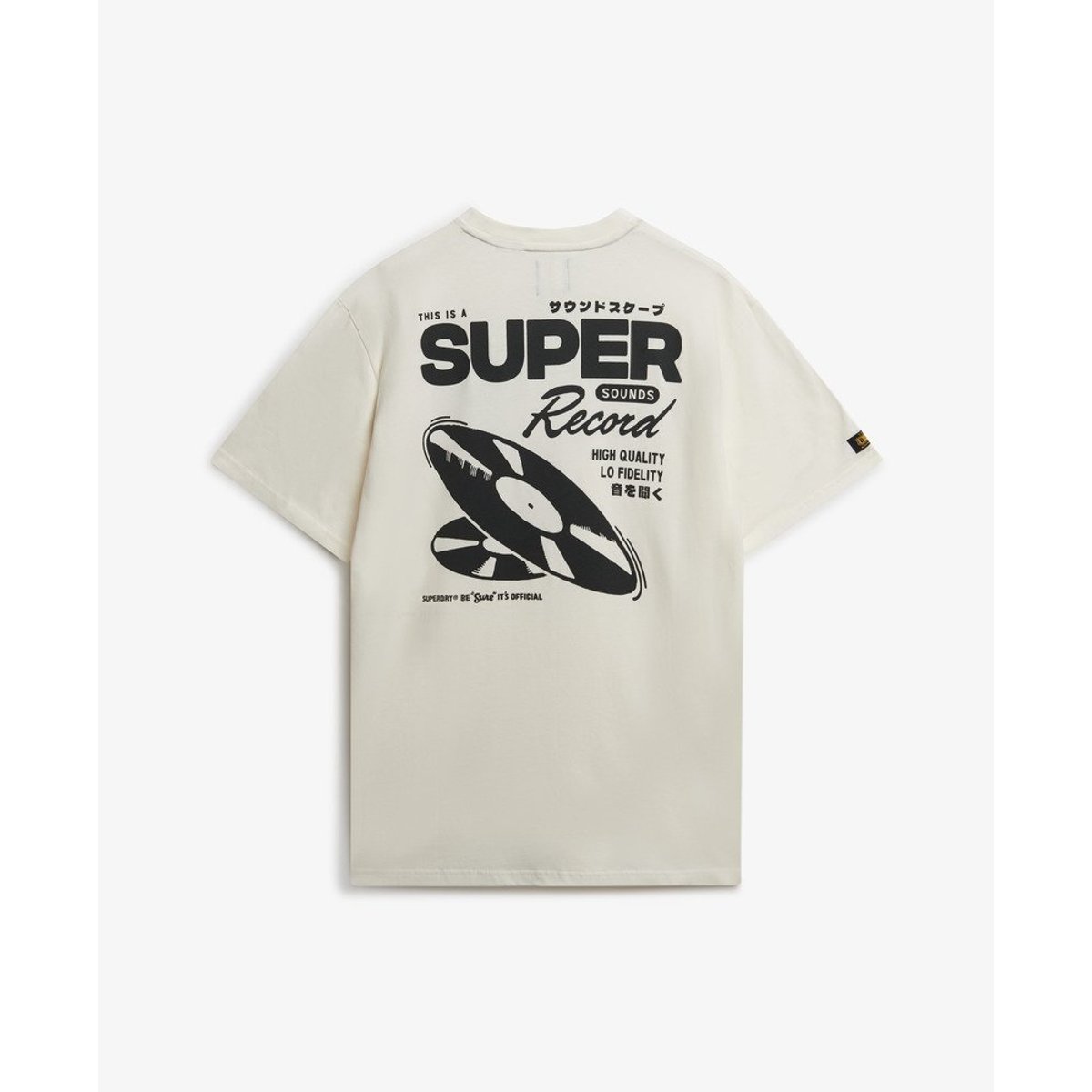 T-shirt oversize Record Label crème, SUPERDRY