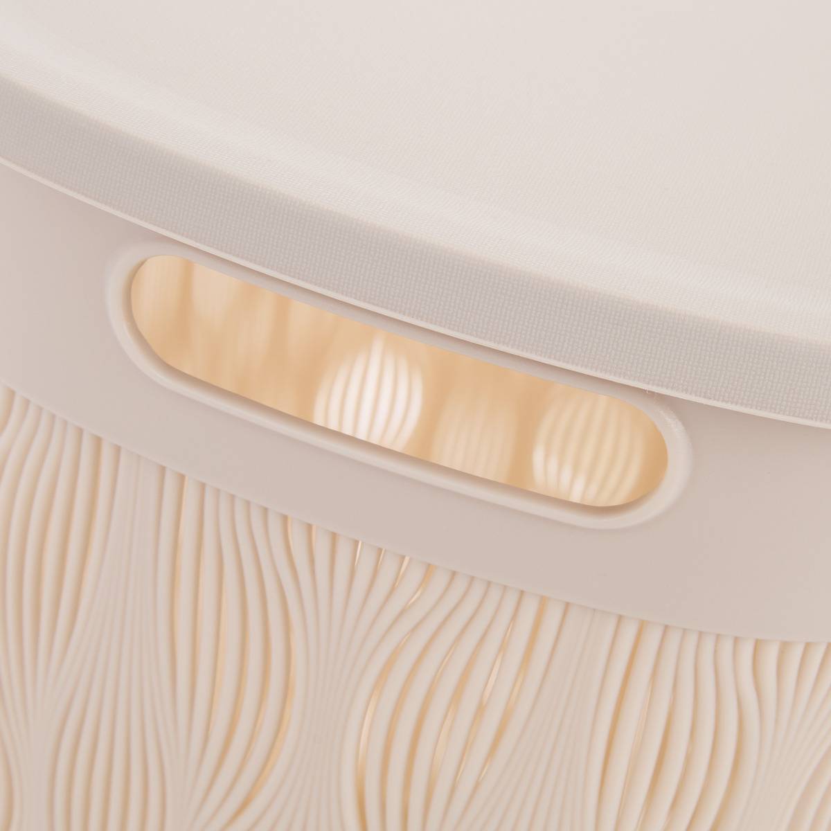 Corbeille à linge 40L avec couvercle LEAF beige, 5FIVE SIMPLY SMART