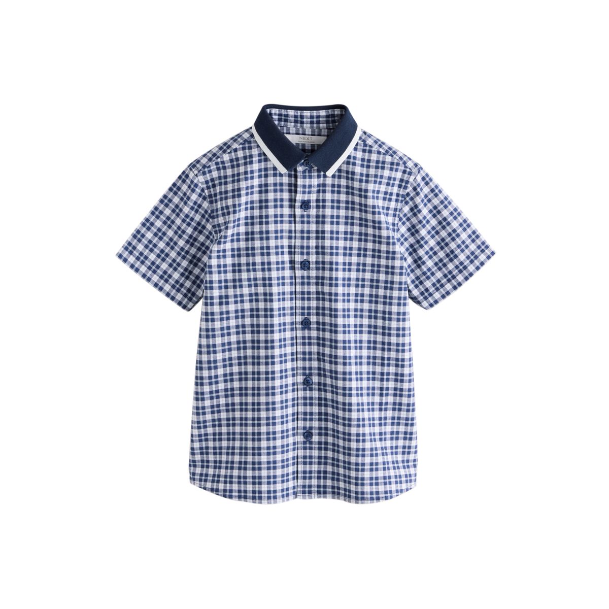 Chemise habillée à manches courtes vichy marine, NEXT