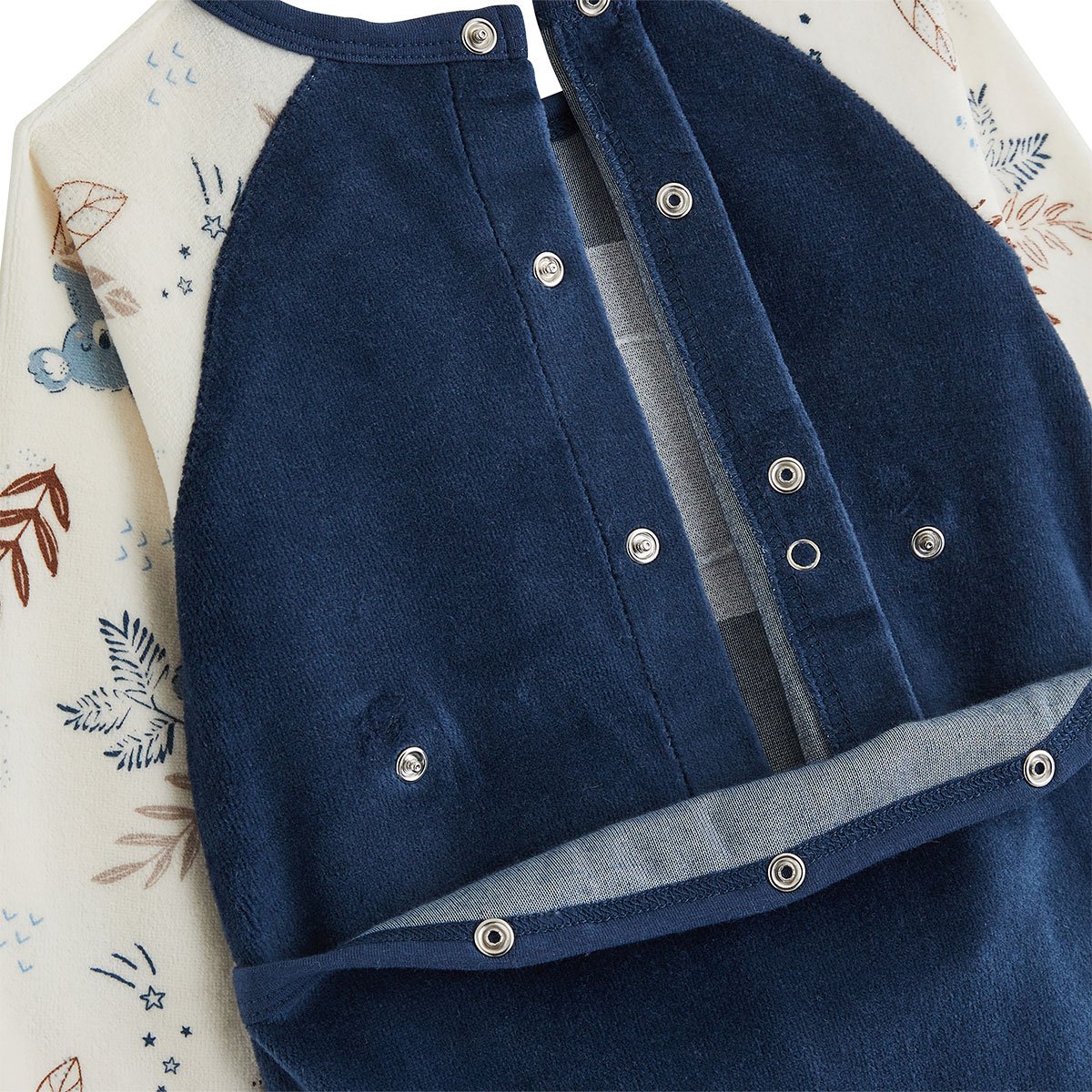 Pyjama bébé en velours Mathéo bleu, PETIT BEGUIN