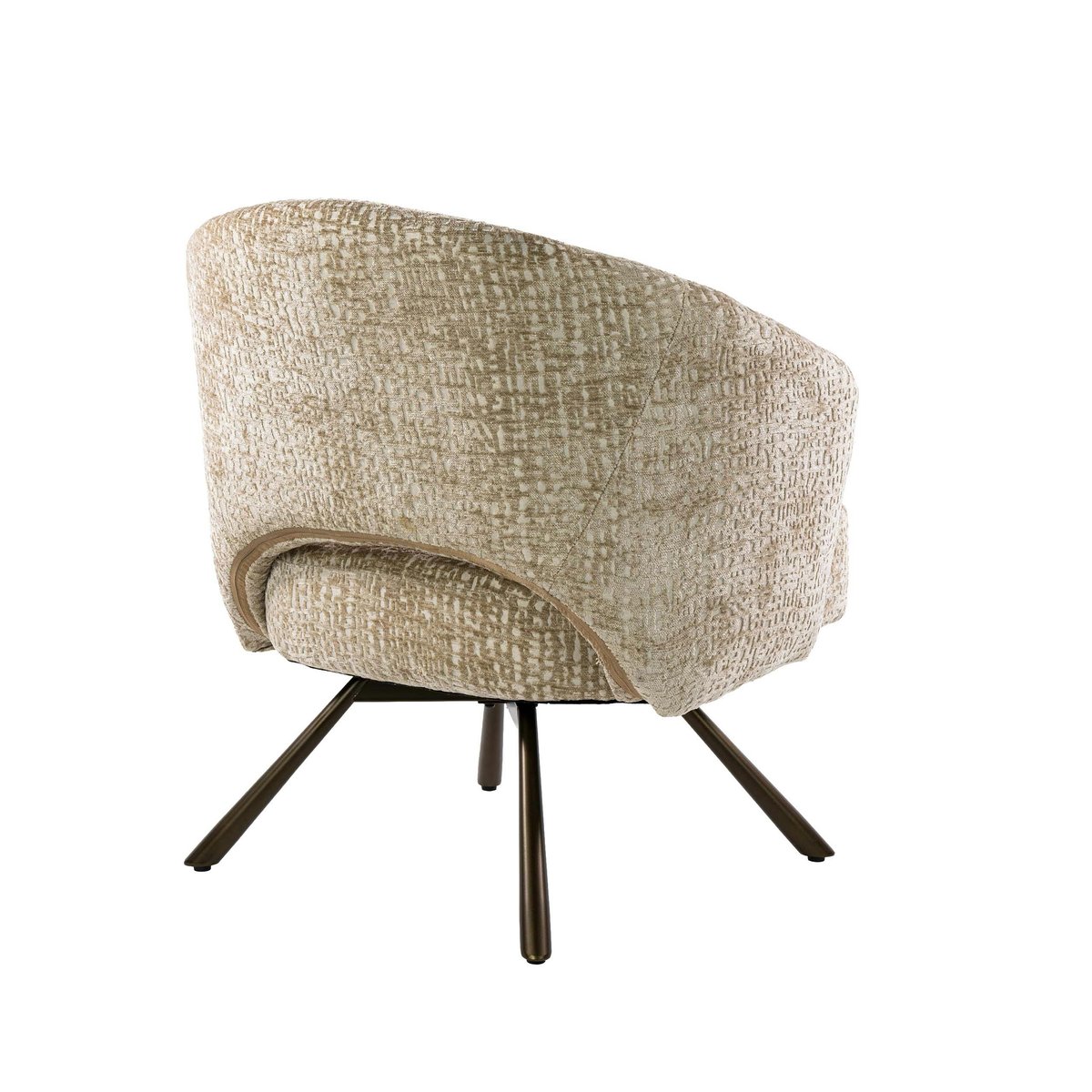 Fauteuil de salon pivotant beige à motifs veloutés bruns CREEK beige, PIER IMPORT