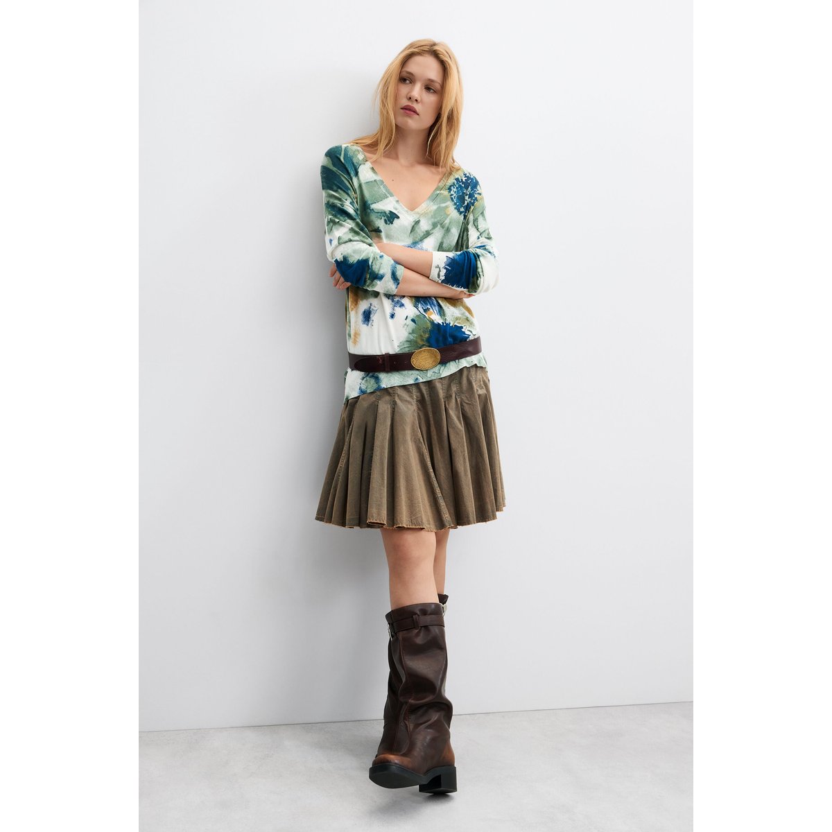 Pull fin imprimé blanc, DESIGUAL