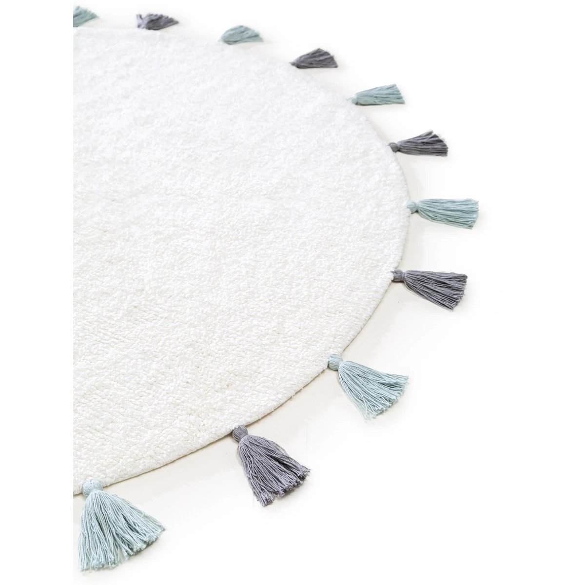 Tapis lavables pour enfants rond tufté main MALU bleu, BENUTA