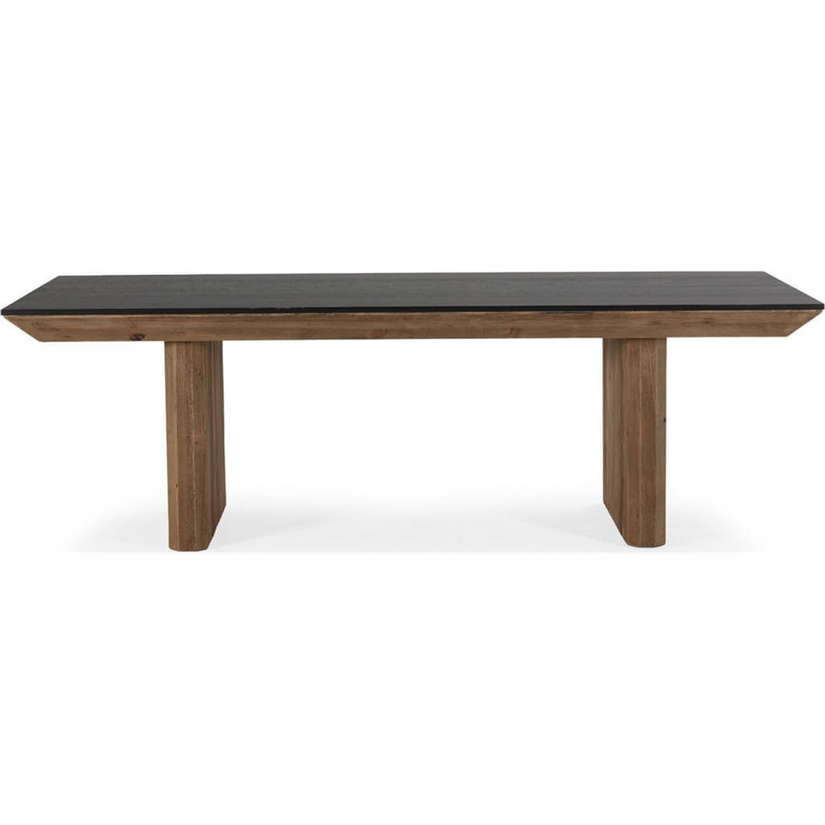 Table de salle à manger en pin et chêne naturel vieilli et noir, RECOLLECTION