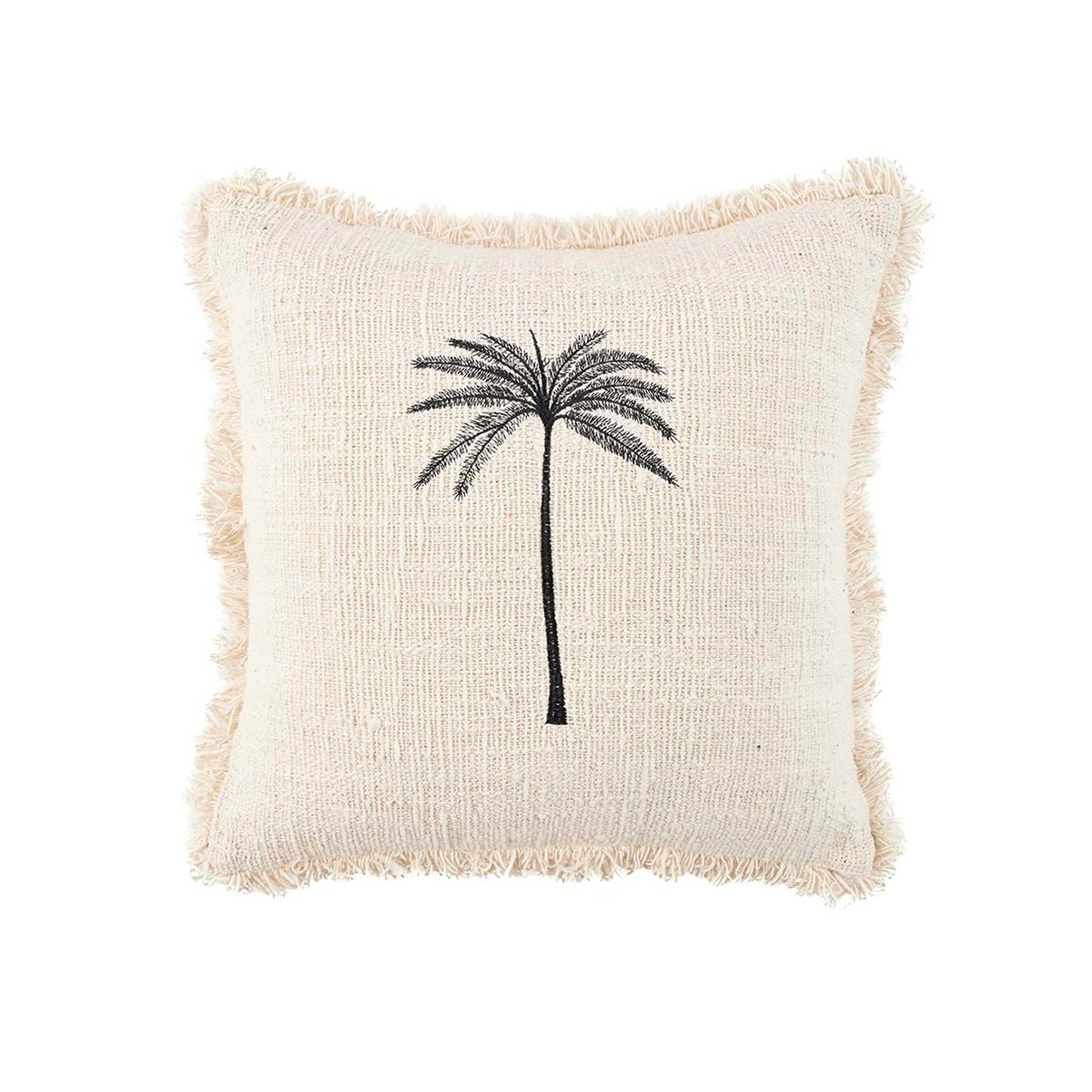 Housse de coussin en coton GILI PALM noir beige, BAZAR BIZAR