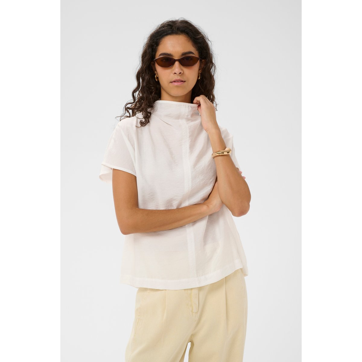 Blouse à manches courtes blanc broken white, SOAKED IN LUXURY