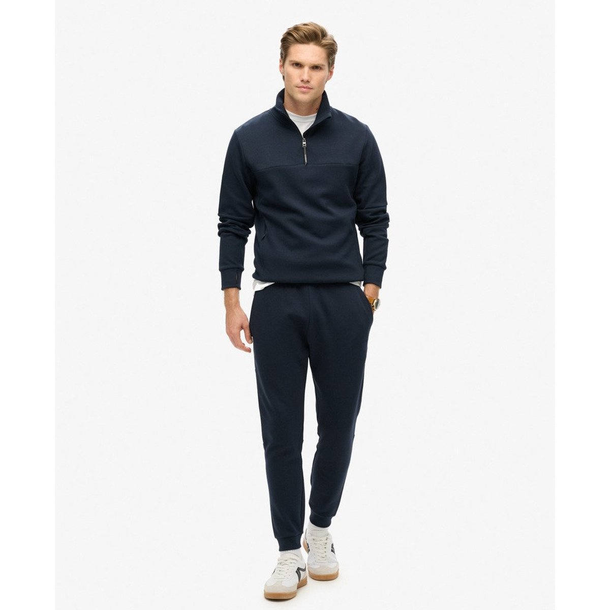 Sweat ample à col zippé Tech bleu marine foncé, SUPERDRY