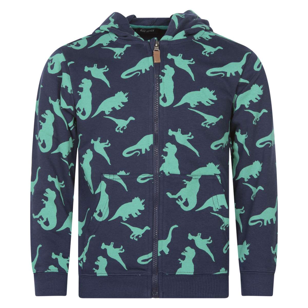 Sweat col à capuche bleu, BLUE SEVEN