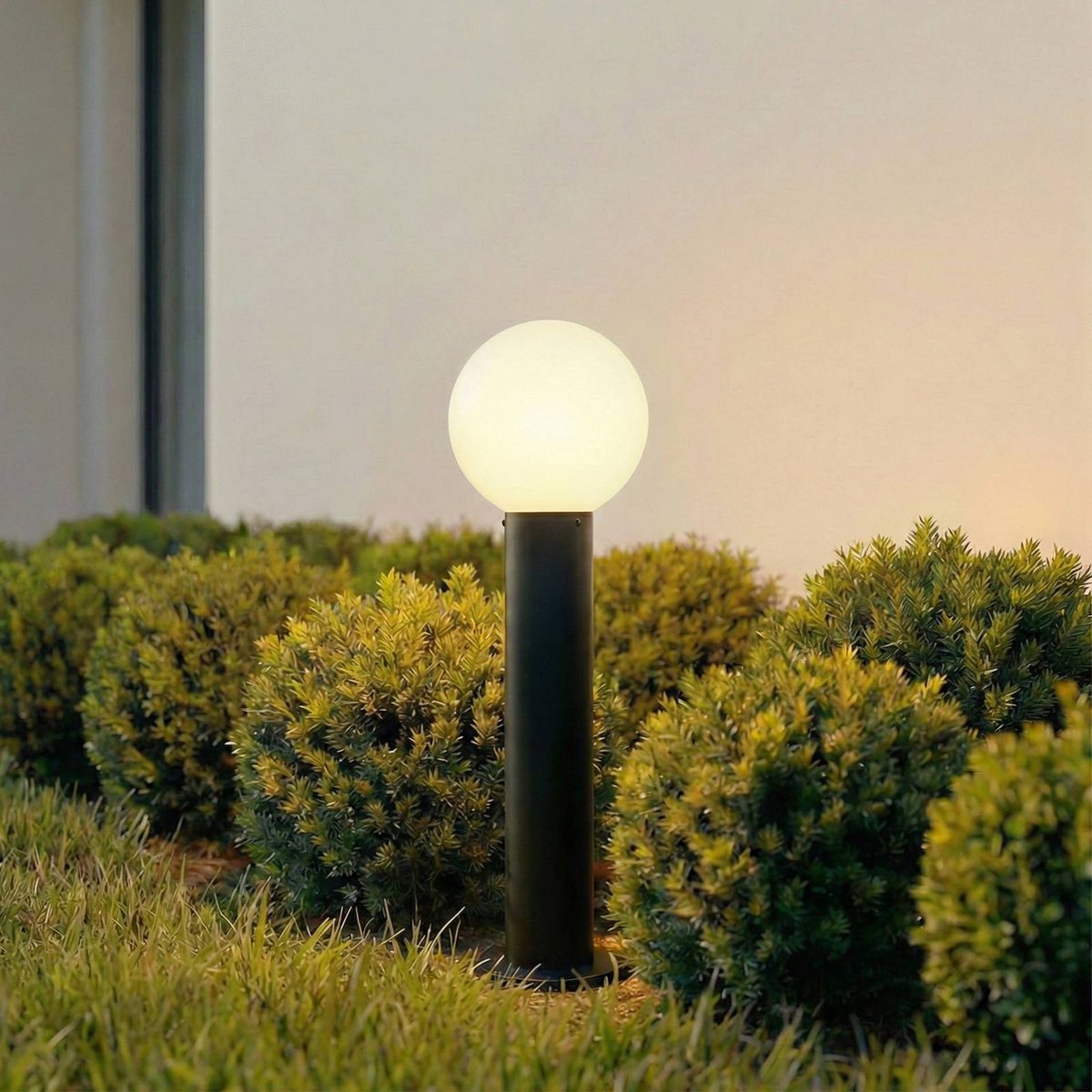 Luminaire extérieur en verre moderne, Dangan blanc, noir, LINDBY