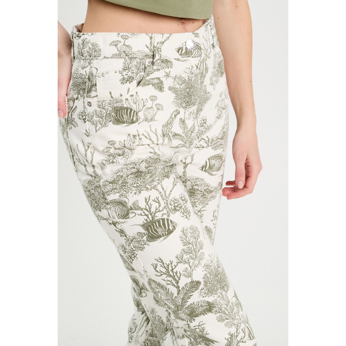 Jeans straight taille haute blanc, CACHE CACHE