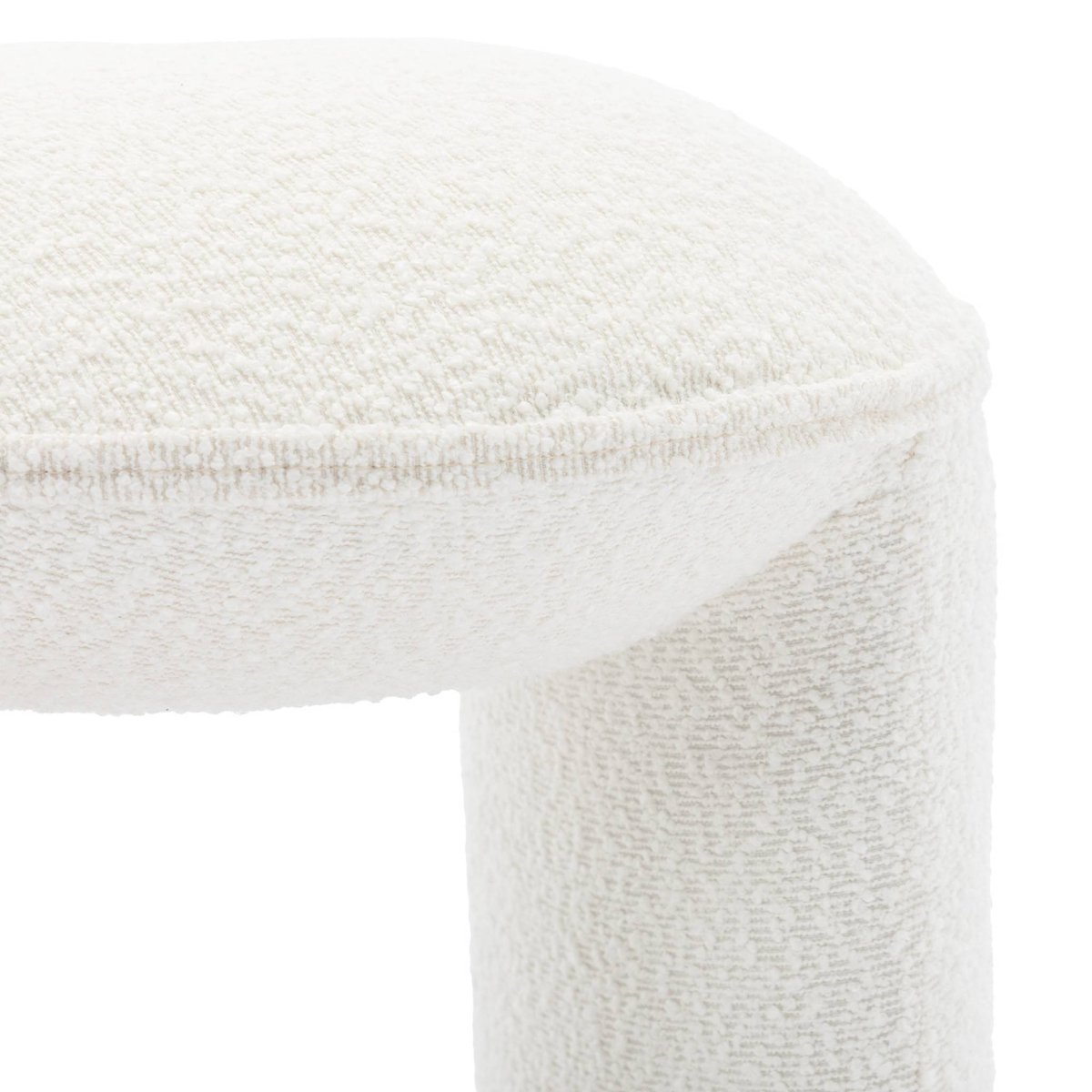 Tabouret, pouf bouclette texturée SHAWN blanc, SWEEEK