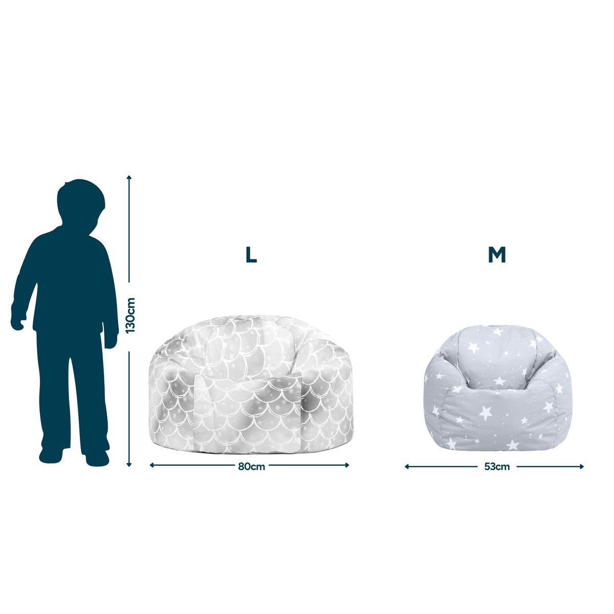 Pouf classique large enfant intérieur extérieur à imprimé ludique Oeko-Tex® - KINGSTON sirène, ICON