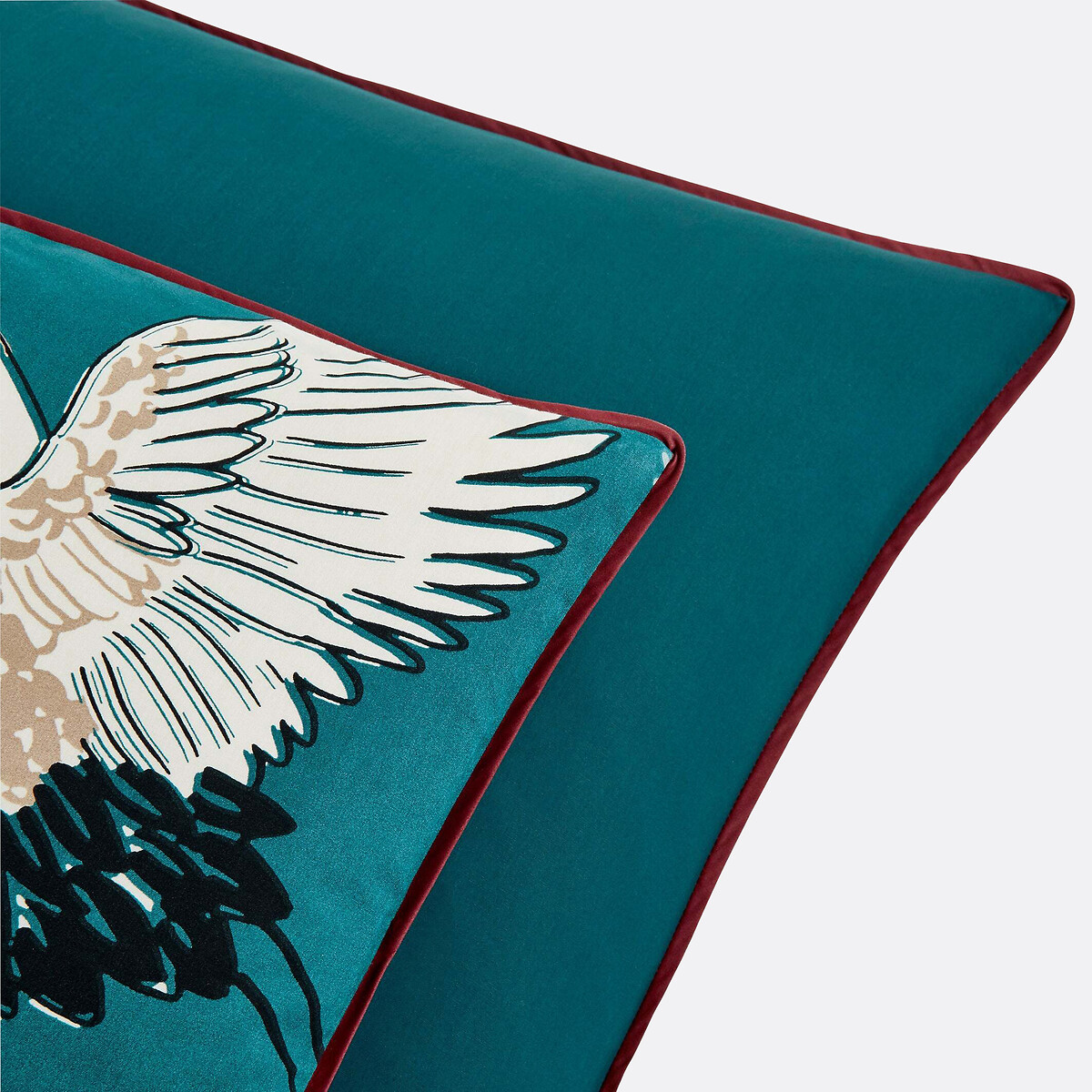 Taie d'oreiller percale de coton Grues Bleu imprimé canard, LA REDOUTE INTERIEURS