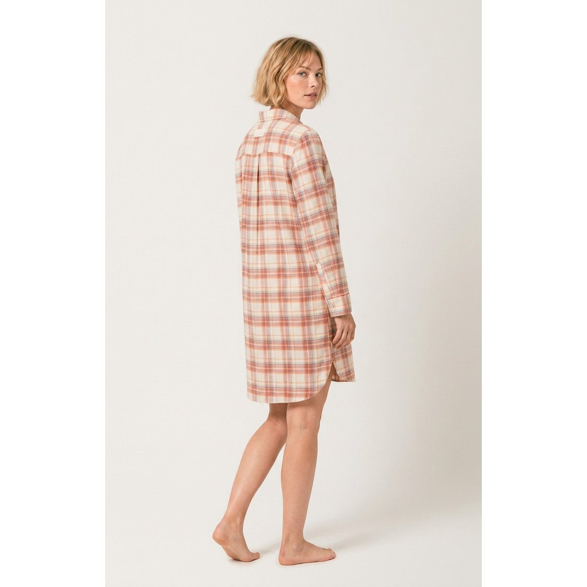 Chemise Grand-Père en flanelle de coton à carreaux Alix peche, ARTHUR