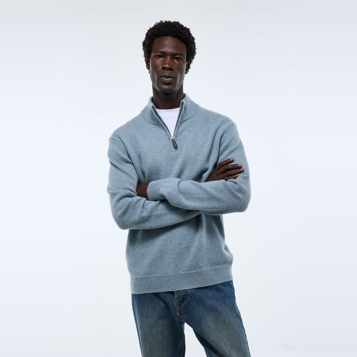 Pull col camionneur en cachemire fog, MONOPRIX