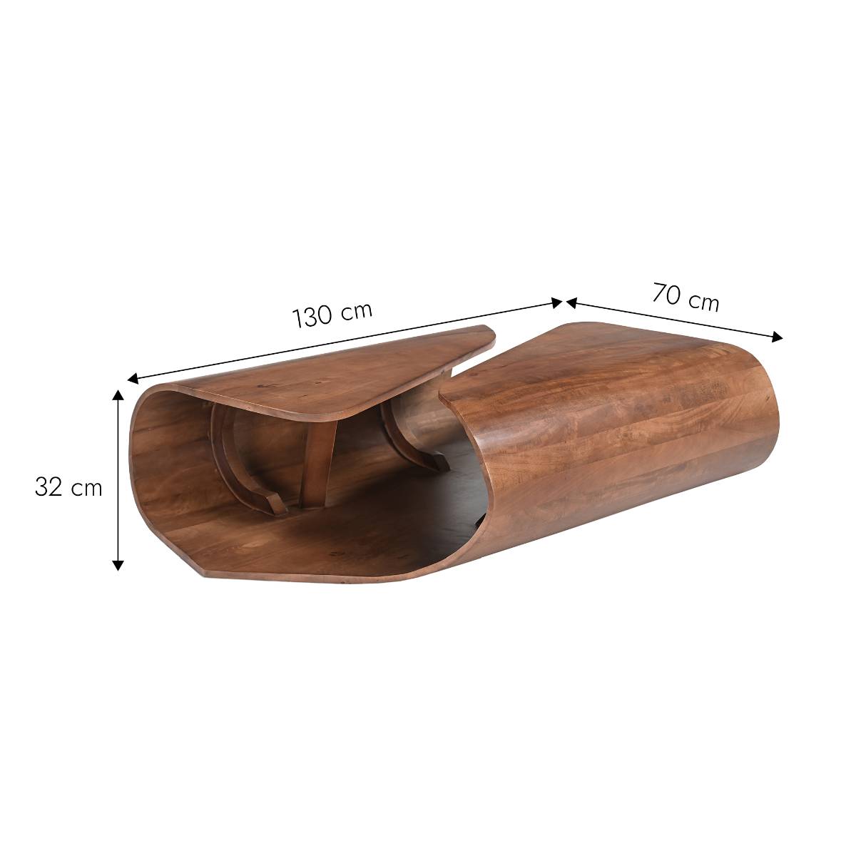 Table basse en bois de manguier AUREA bois foncé, MADE IN MEUBLES