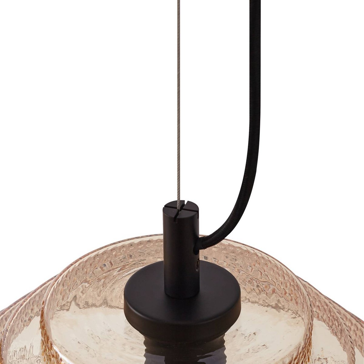 Suspension en verre moderne, Orliana ambre, noir, LINDBY