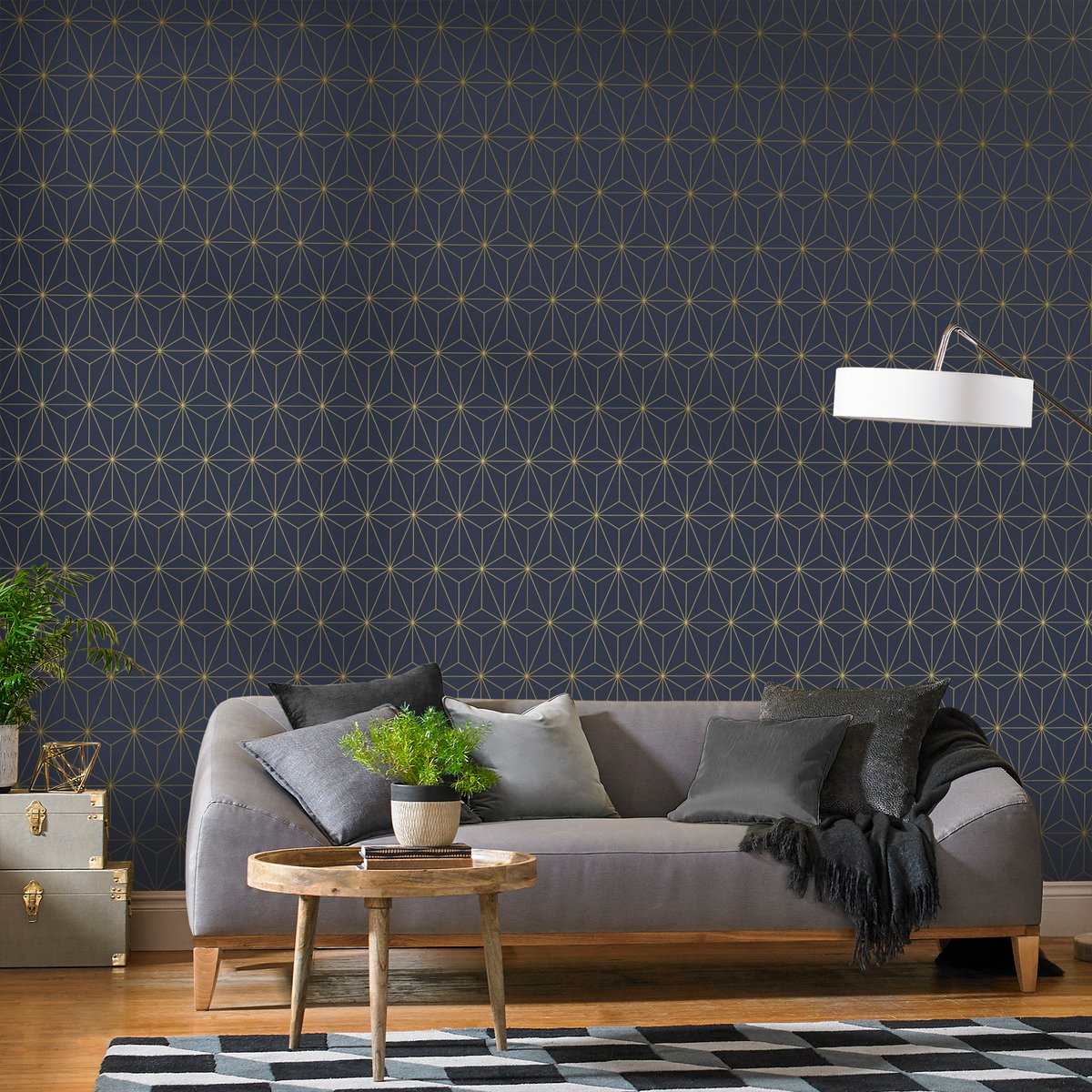 Papier peint Prism Navy bleu, GRAHAM ET BROWN