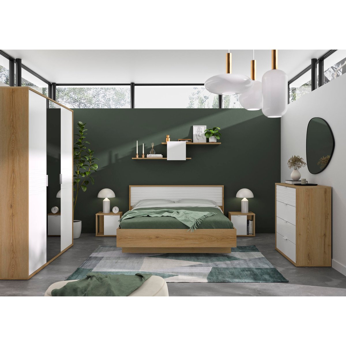 Lit 180 x 200 finition brillante beige, GAMI
