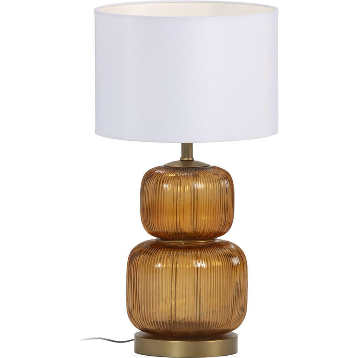 Lampe de table en verre soufflé ambre et doré, RECOLLECTION
