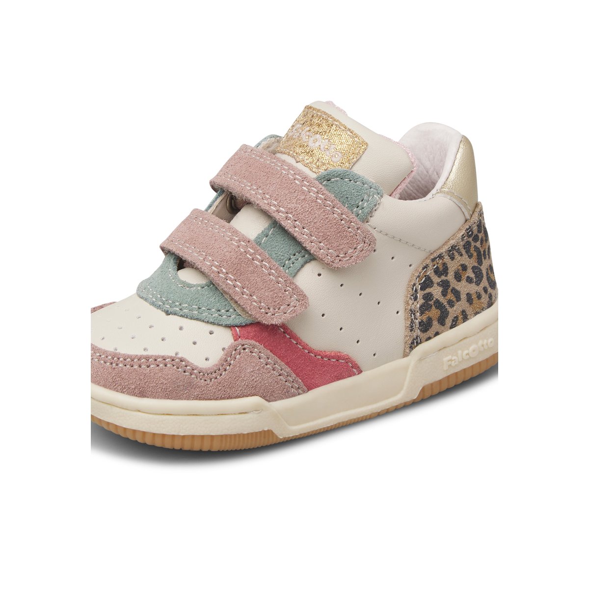 Baskets en cuir et suède KLIP 4 VL. rose-platine-, FALCOTTO