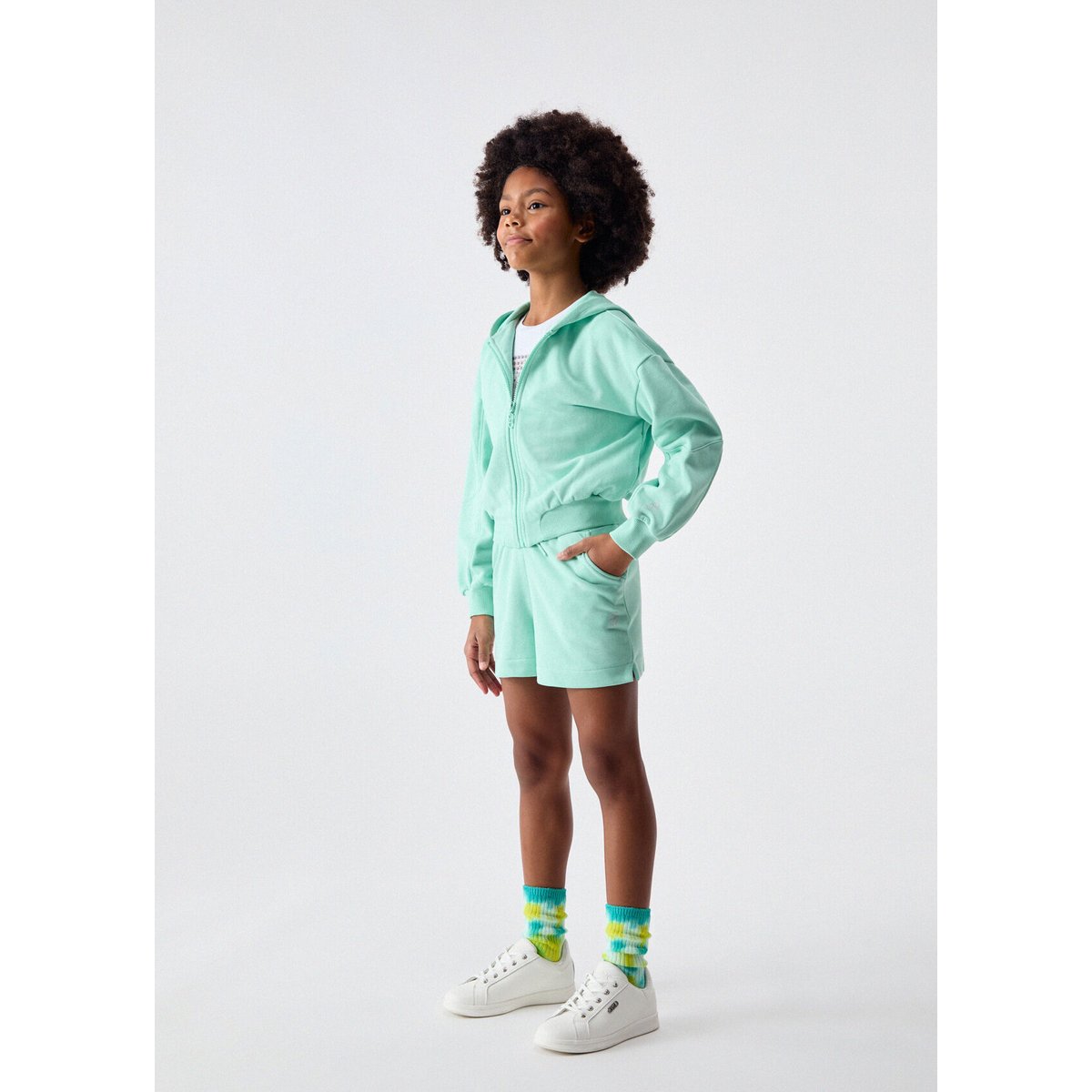 Sweat-shirt à capuche et zip vert menthe, LIU JO