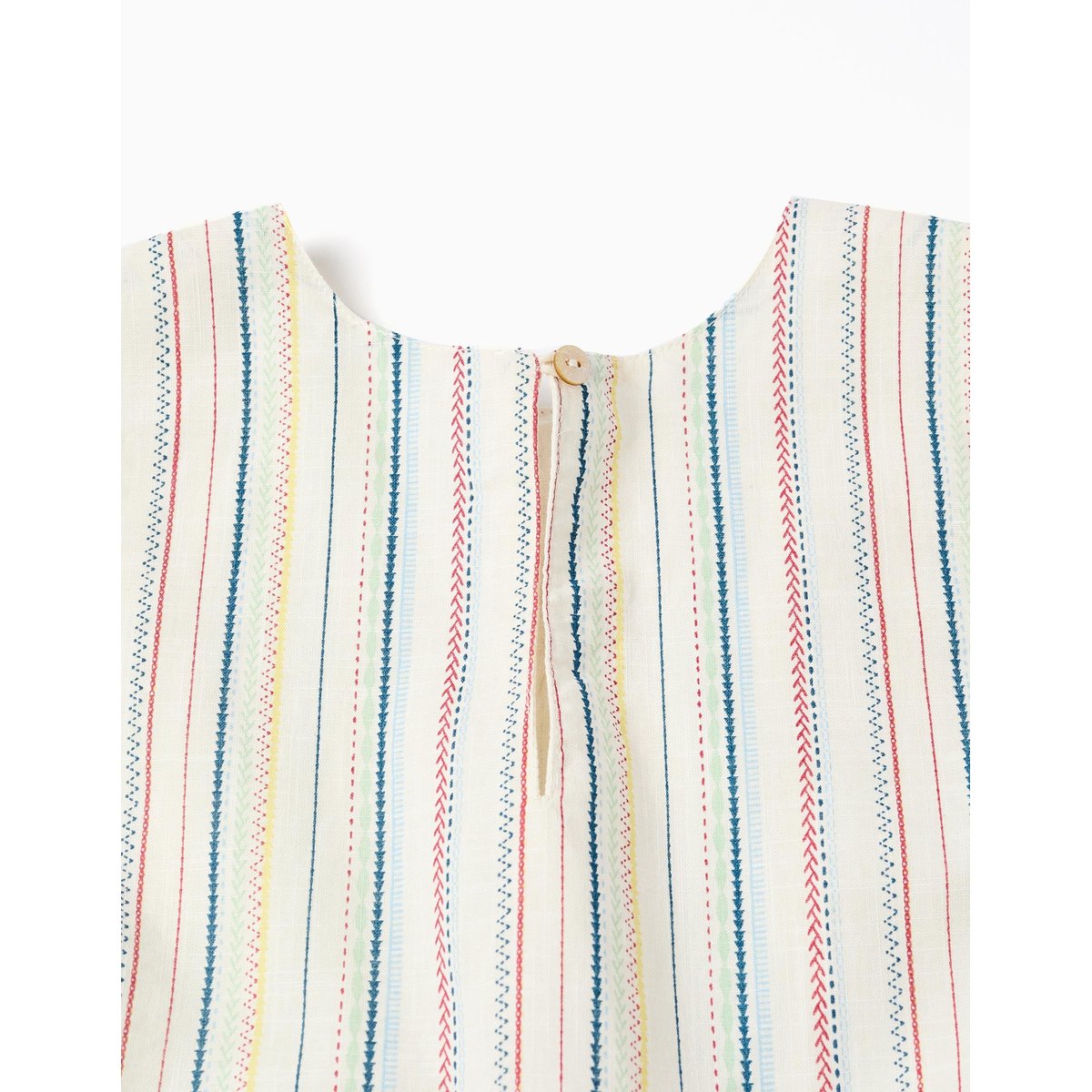 Robe sans manches en coton à rayures ethniques B&S blanc, ZIPPY
