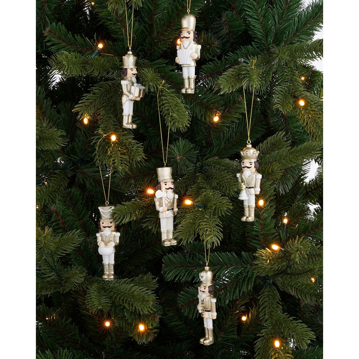 Lot de 6 ornements de Noël casse-noisette or, MICA DECORATIONS