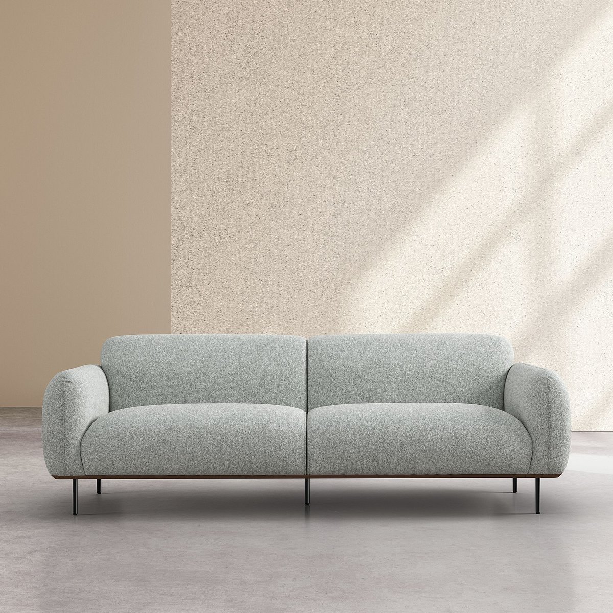 Canapé fixe polyester LARIMAR gris, HABITAT